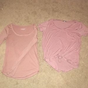 long sleeve T, short sleeve T (v-neck)SET👚